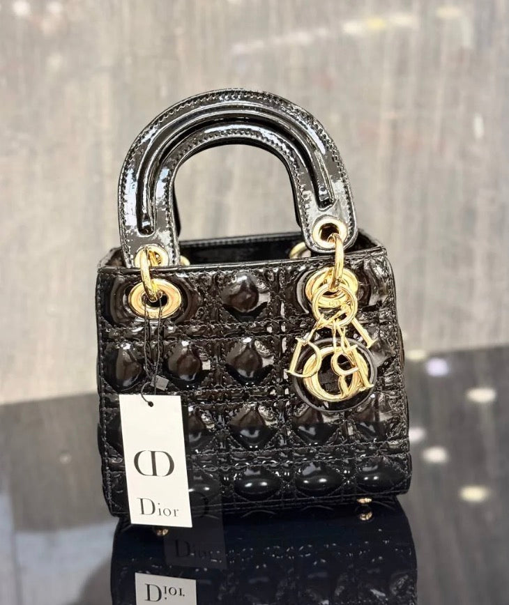 Lady Dior Μαύρη Γυαλιστερή